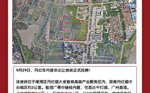 有为小学旁！总价10.6亿起拍！ 丹灶大金智地挂牌8.3万平靓地
